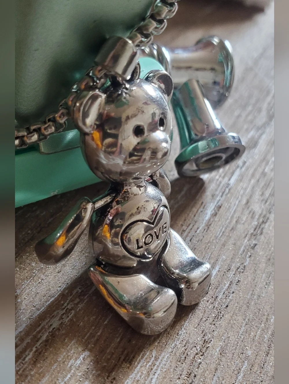 Silvertone Love Bear with Moveable Arms And Legs in Stainless Steel, 24inches